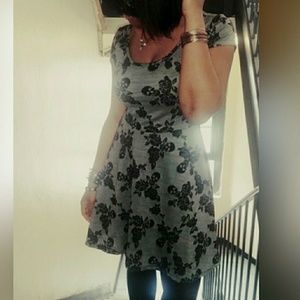 Black and grey skull + flower dress